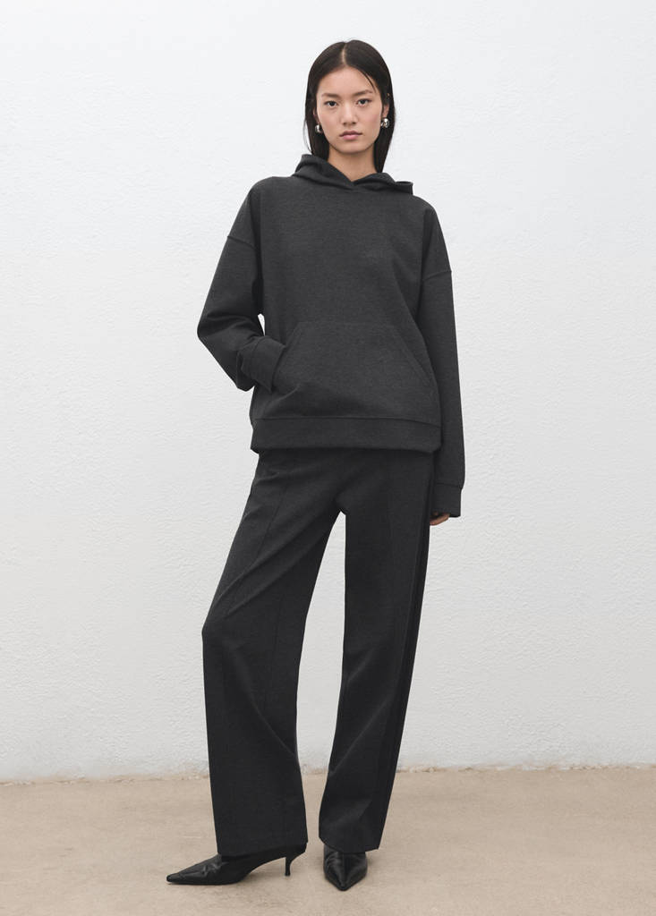 Speckled knitted sweatshirt with hood — Medium Heather Grey