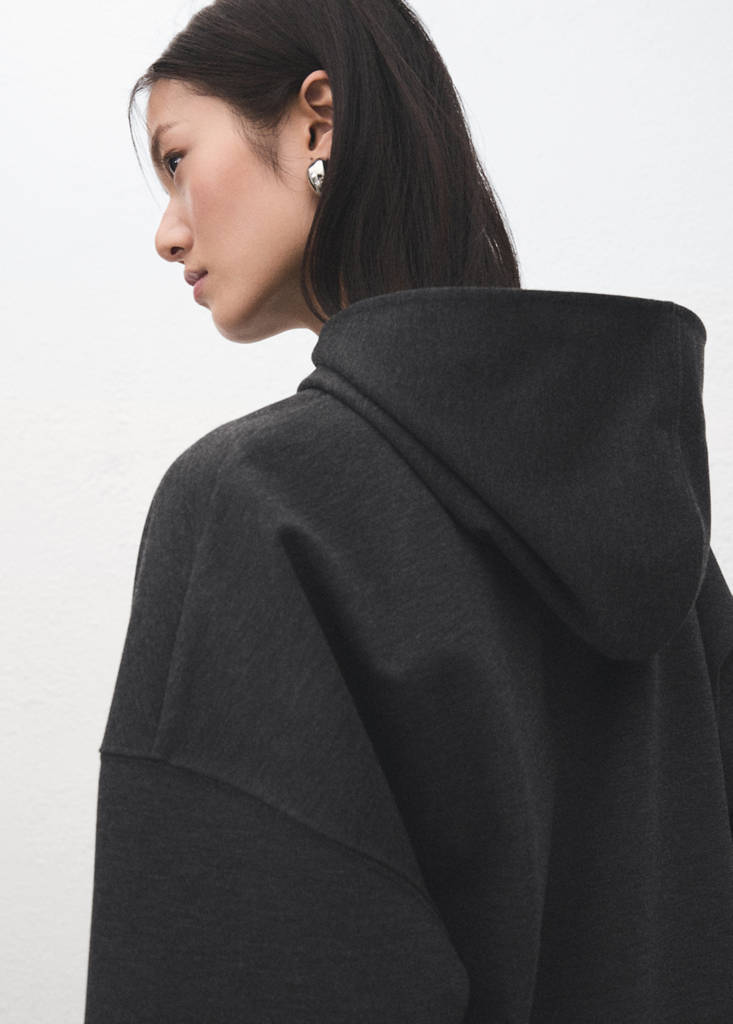 Speckled knitted sweatshirt with hood — Medium Heather Grey