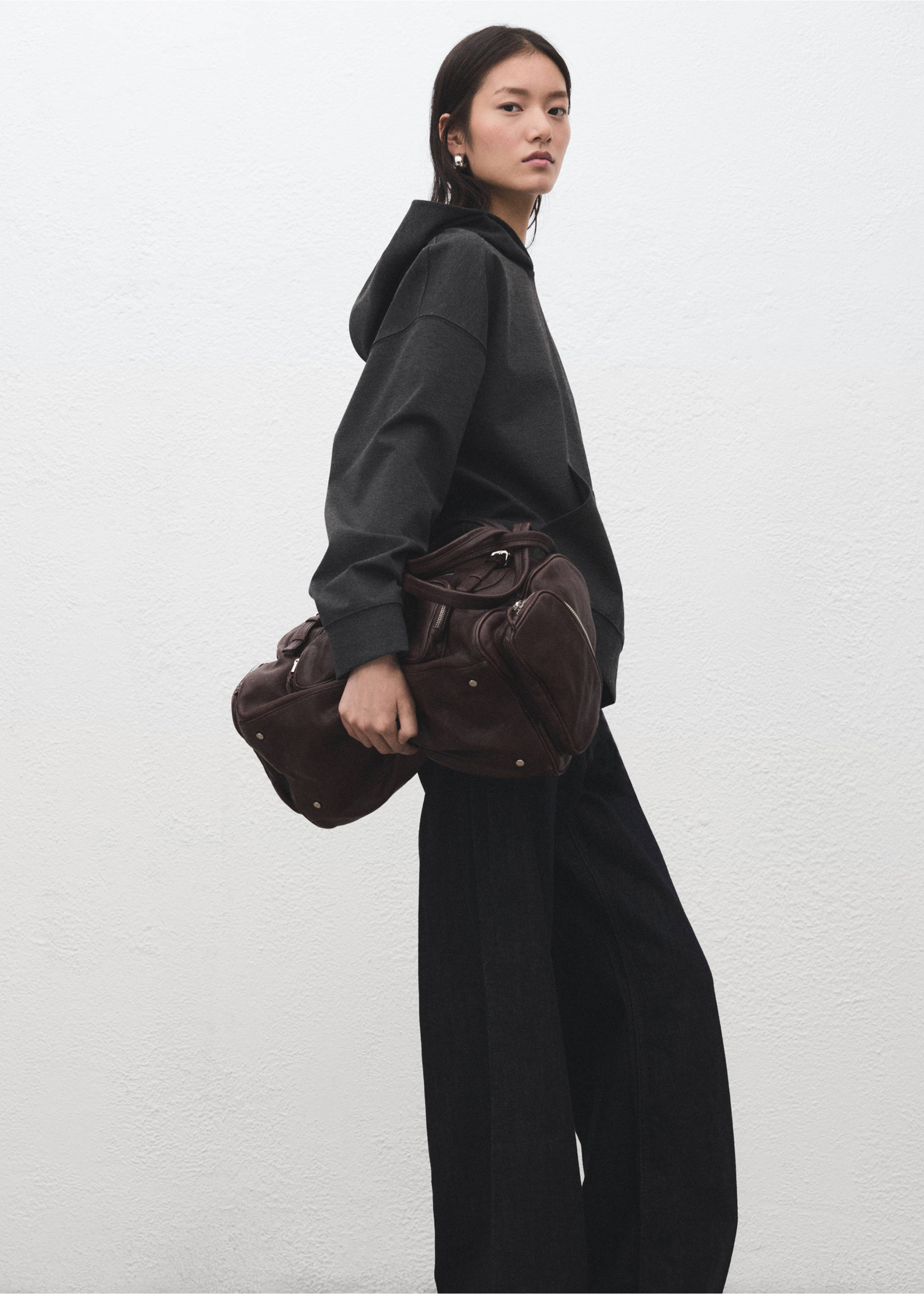 Sweat en maille jaspé capuche - Détail de l'article 2, Gris chiné moyen. Ref: 27081276-00.