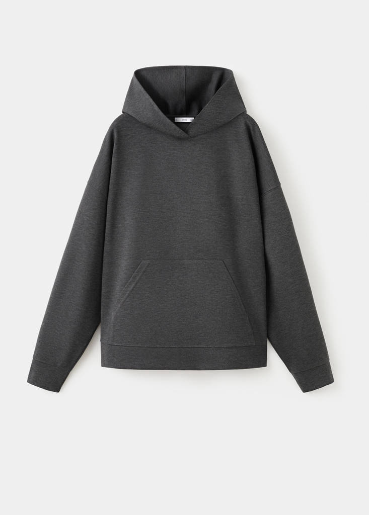 Speckled knitted sweatshirt with hood — Medium Heather Grey