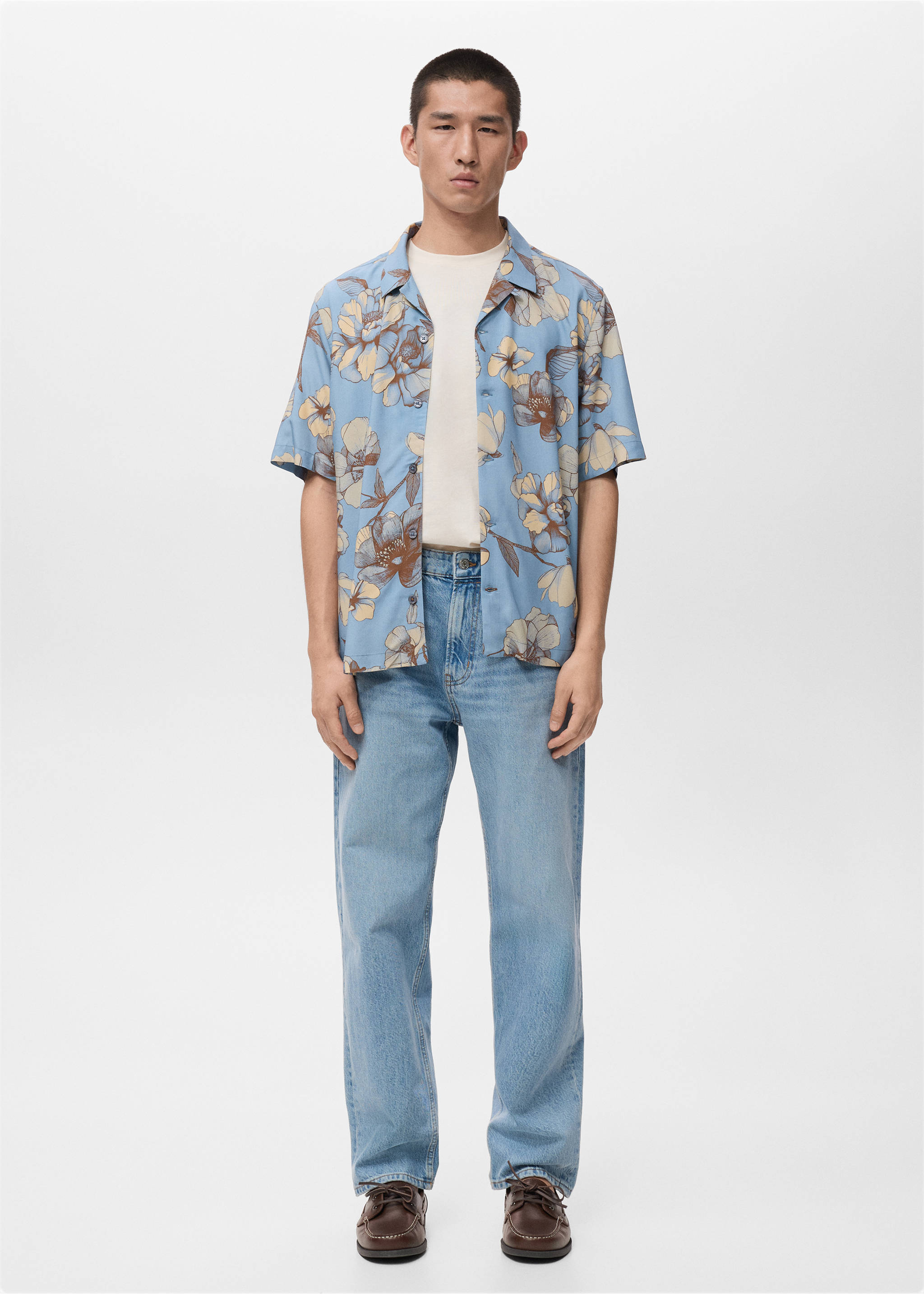 Short sleeve fluid shirt - General plane, Sky Blue. Ref: 27081277-00.