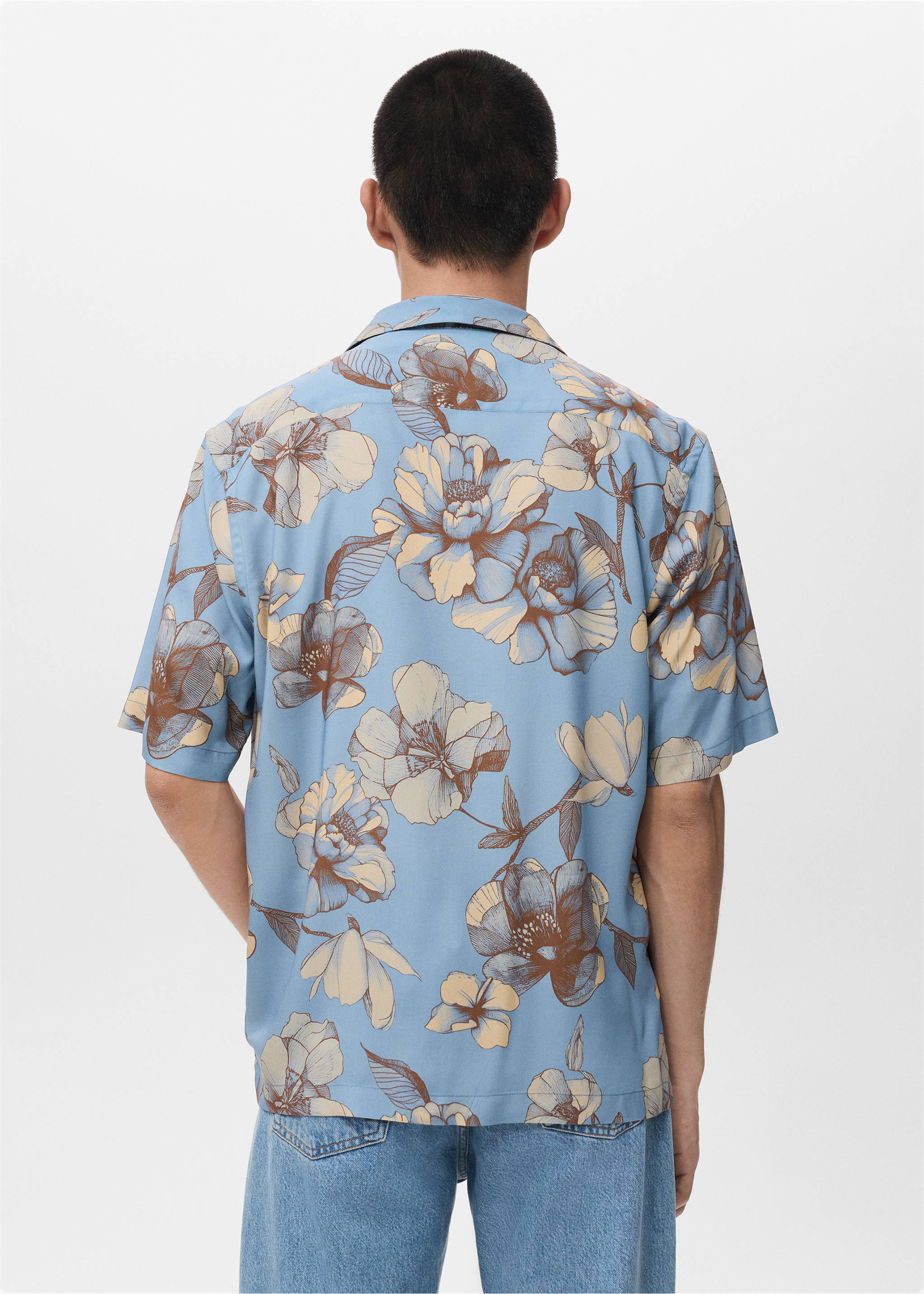 Short sleeve fluid shirt - Reverse of the article, Sky Blue. Ref: 27081277-00.