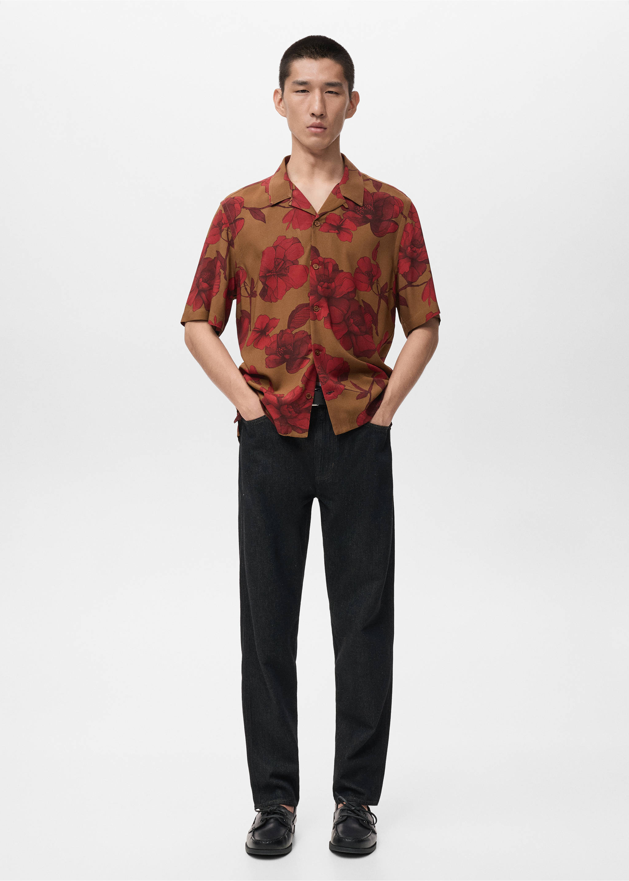Short sleeve fluid shirt - General plane, Red. Ref: 27081277-00.