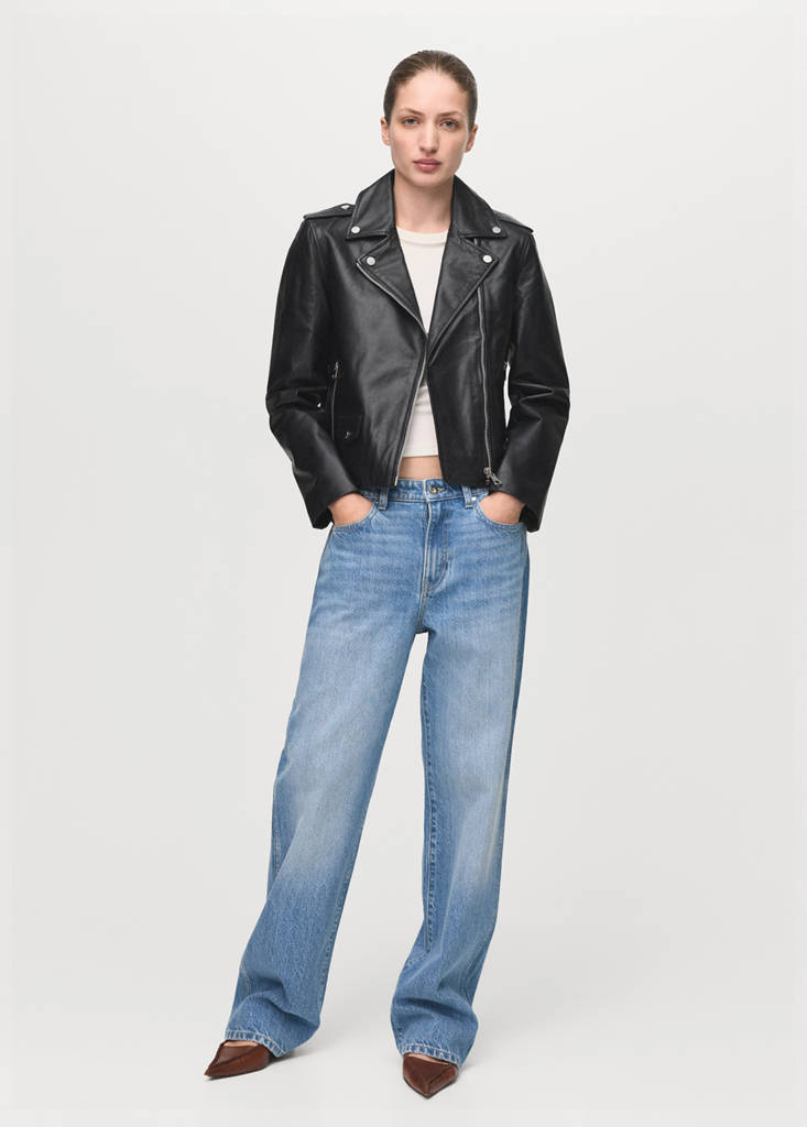 Leather biker jacket — Black
