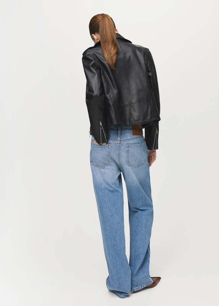 Leather biker jacket — Black