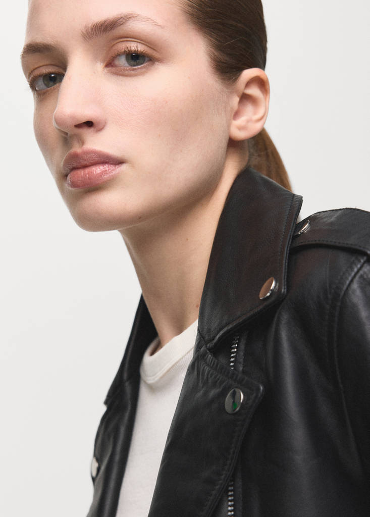 Leather biker jacket — Black