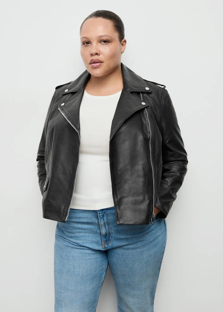 Leather biker jacket — Black