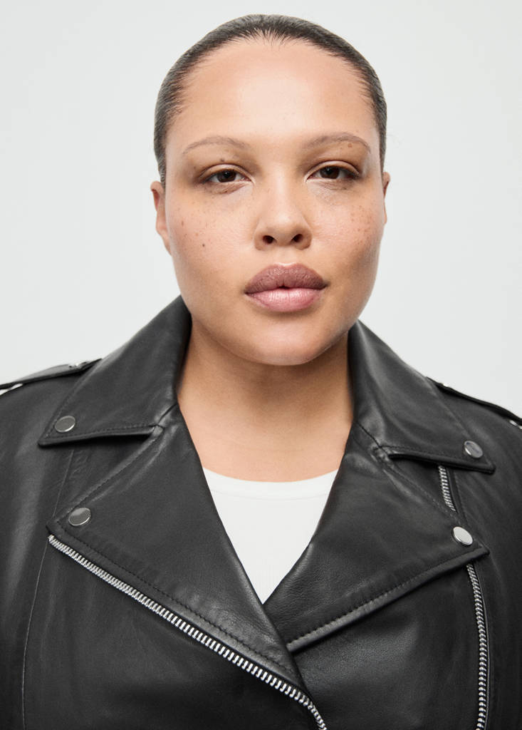 Leather biker jacket — Black