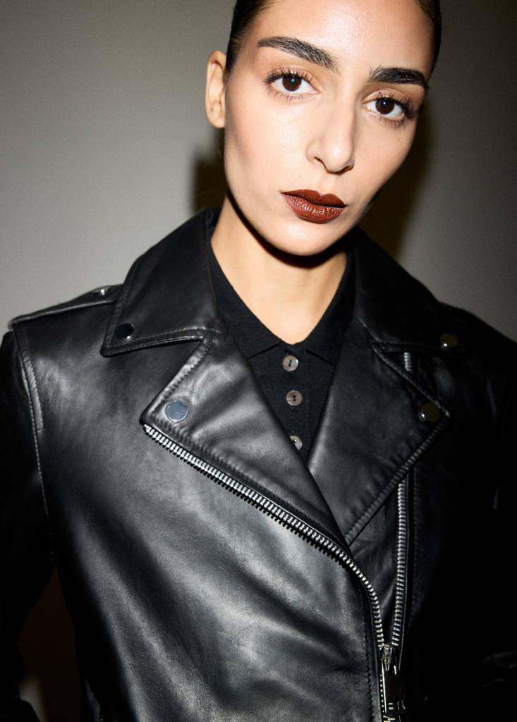 Leather biker jacket — Black