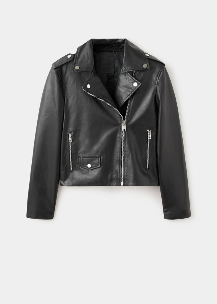 Leather biker jacket — Black