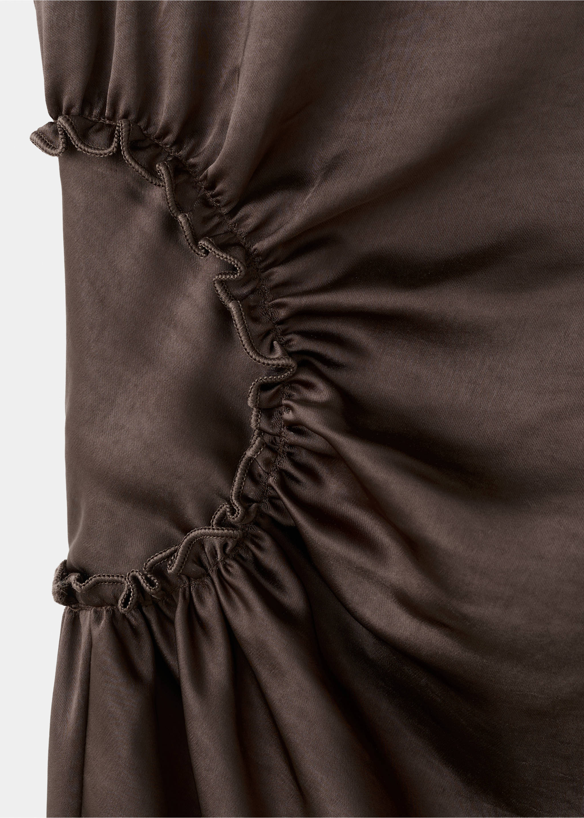 A-line dress with gathered sides - Details of the article 8, Mink Grey. Ref: 27081280-00.