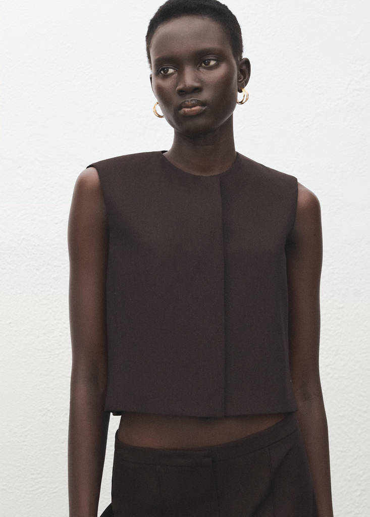Wool-blend crop top — Grey