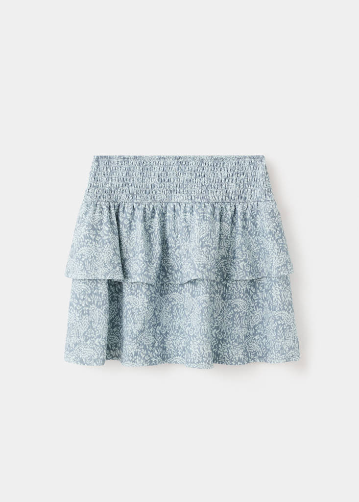 Printed ruffle skirt — Blue