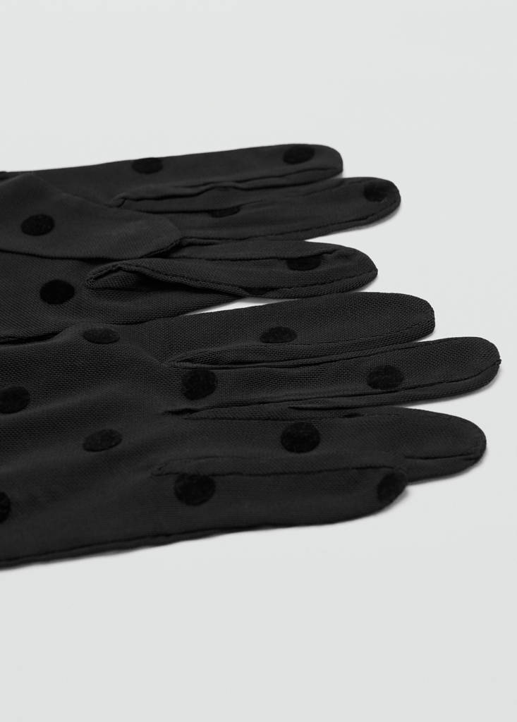 Long spotted gloves — Black