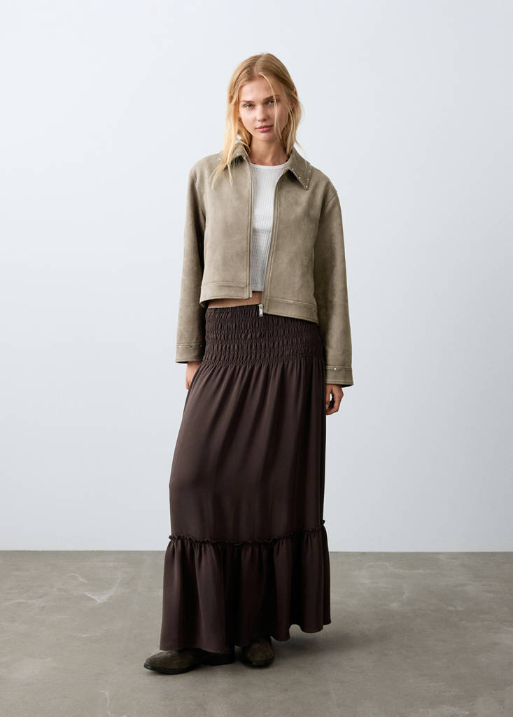 Long gathered panel skirt — Brown