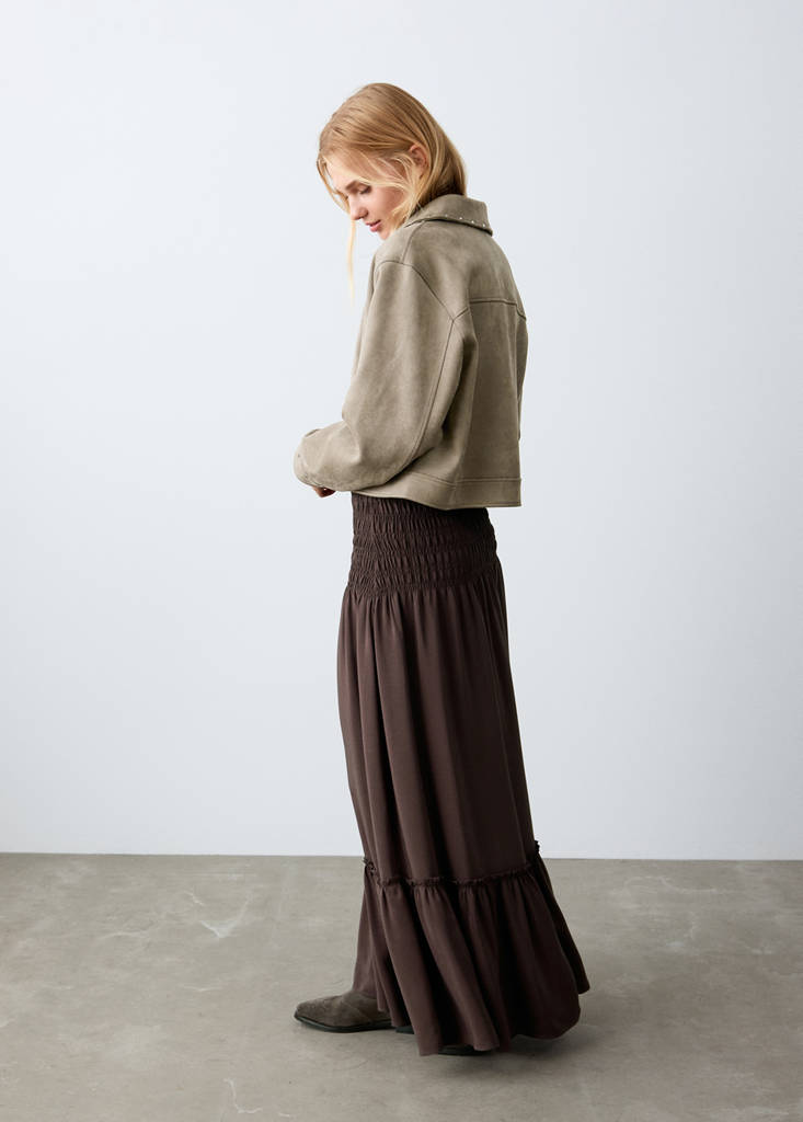 Long gathered panel skirt — Brown