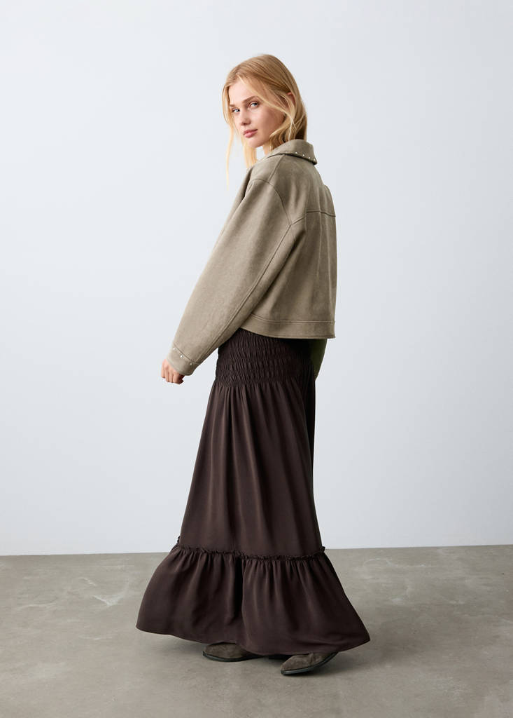 Long gathered panel skirt — Brown