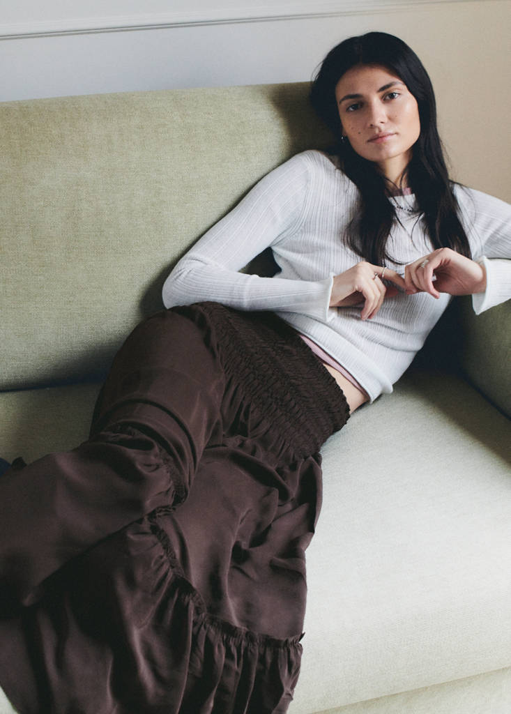 Long gathered panel skirt — Brown