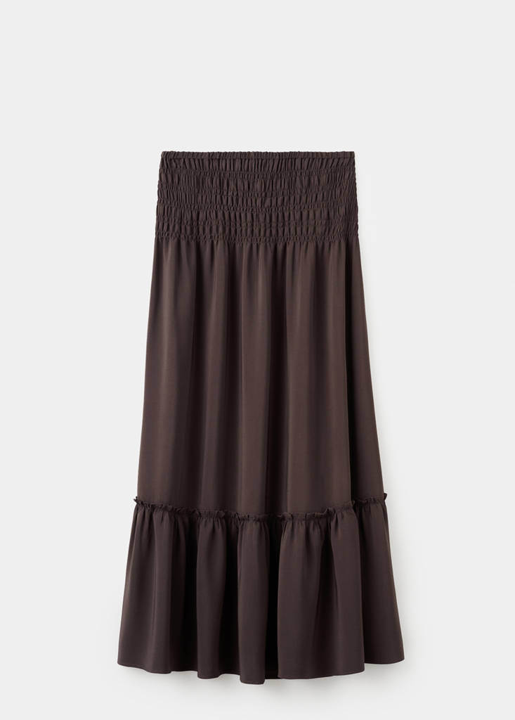 Long gathered panel skirt — Brown
