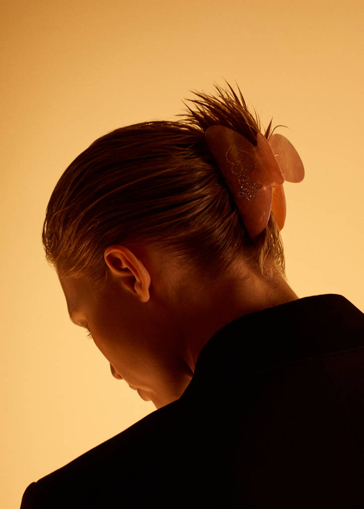 Haarspange mit Perlmutt-Effekt und Kristallen — Rosa