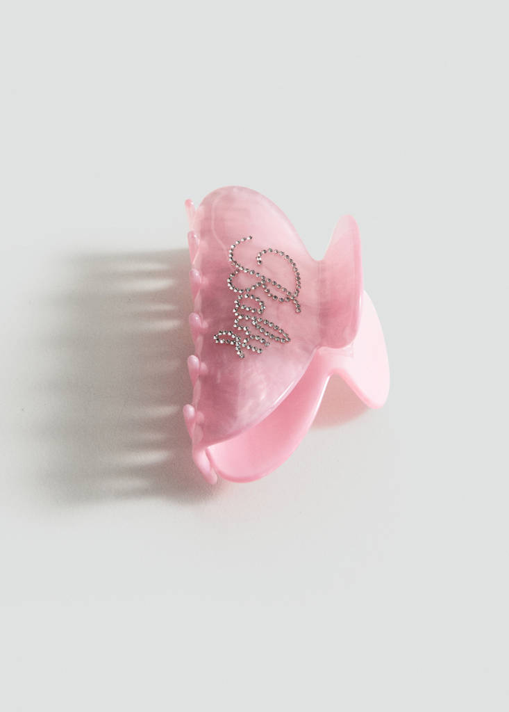 Haarspange mit Perlmutt-Effekt und Kristallen — Rosa