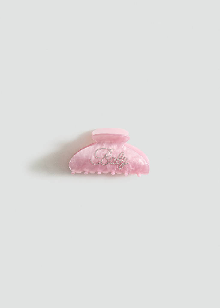Haarspange mit Perlmutt-Effekt und Kristallen — Rosa