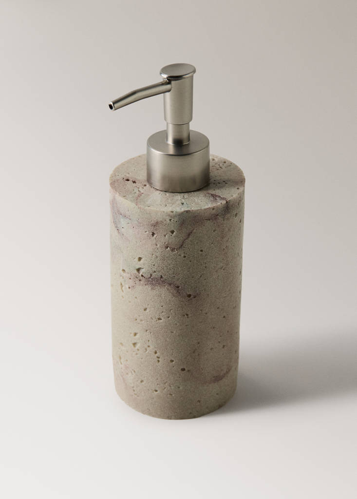Travertine-effect resin soap dispenser — Sand