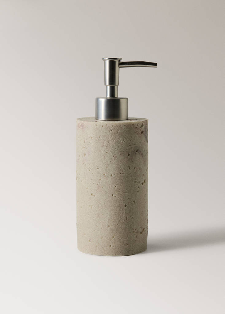 Travertine-effect resin soap dispenser — Sand