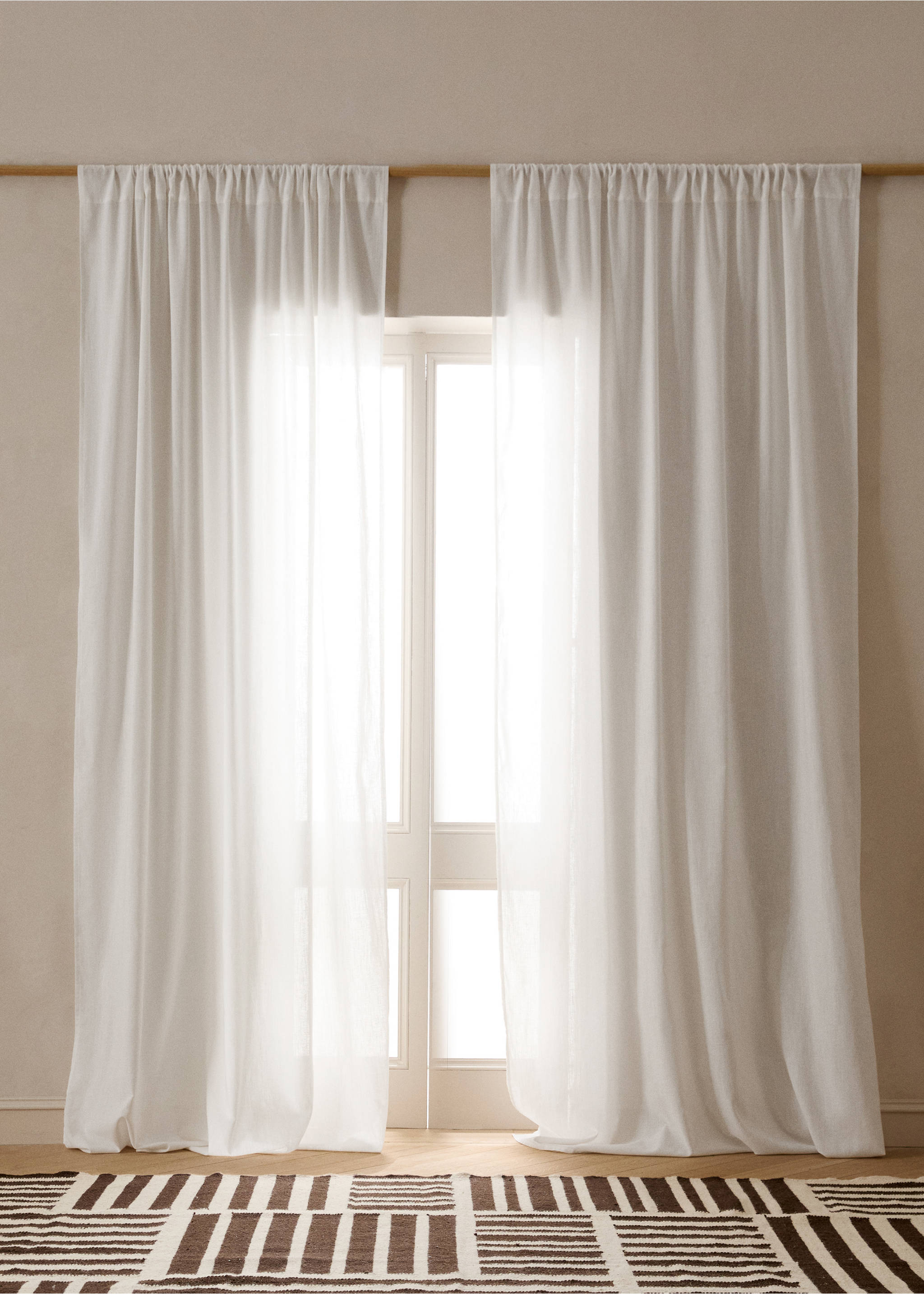 100% cotton medium-opacity curtain - General plane, White. Ref: 27081296-00.