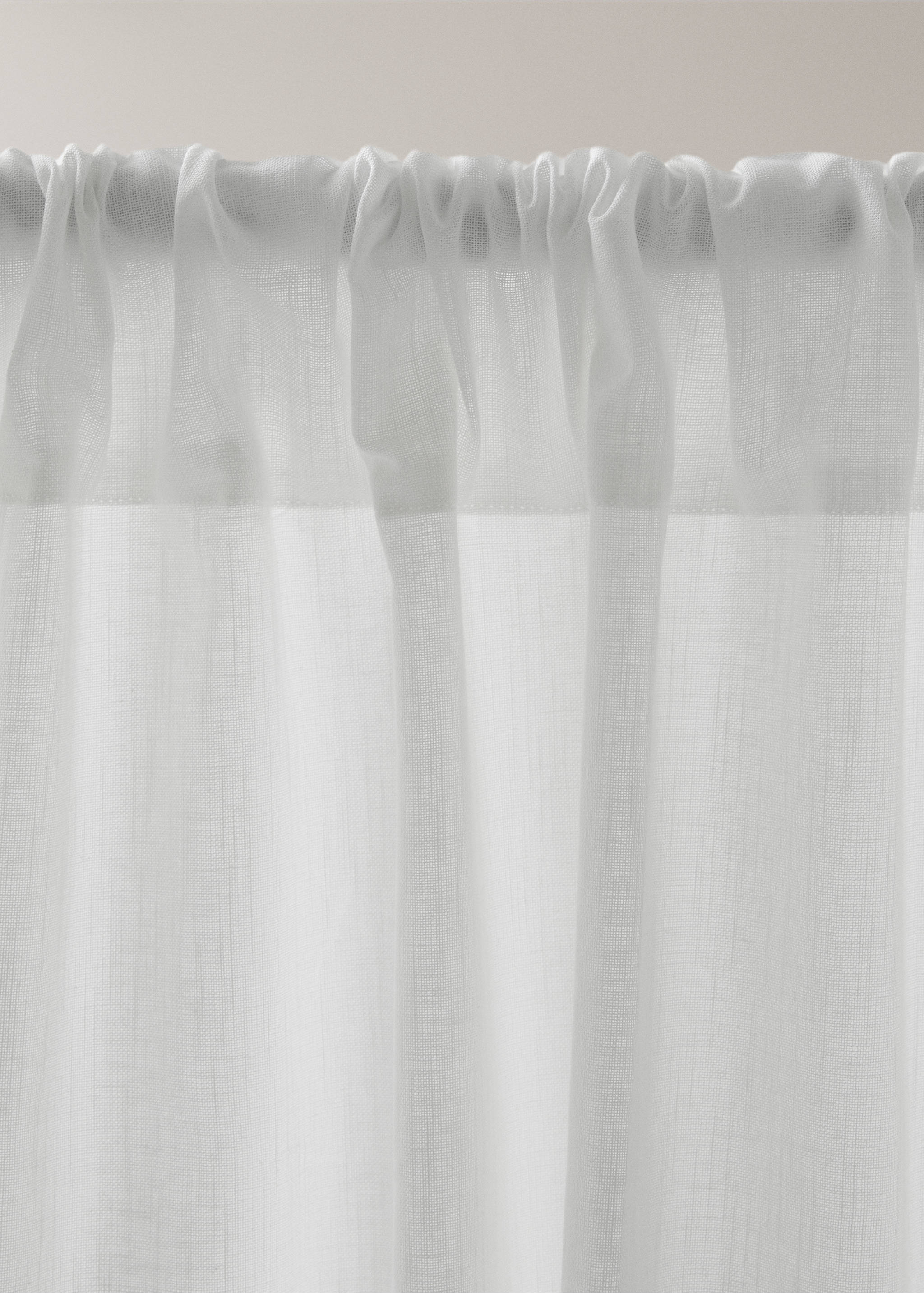 100% cotton medium-opacity curtain - Details of the article 2, White. Ref: 27081296-00.