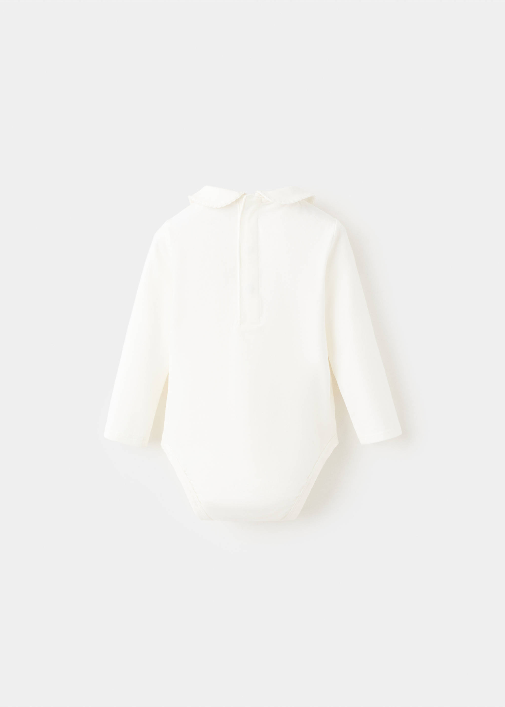 Embroidered baby bodysuit with collar - Reverse of the article, Off White. Ref: 27081298-00.