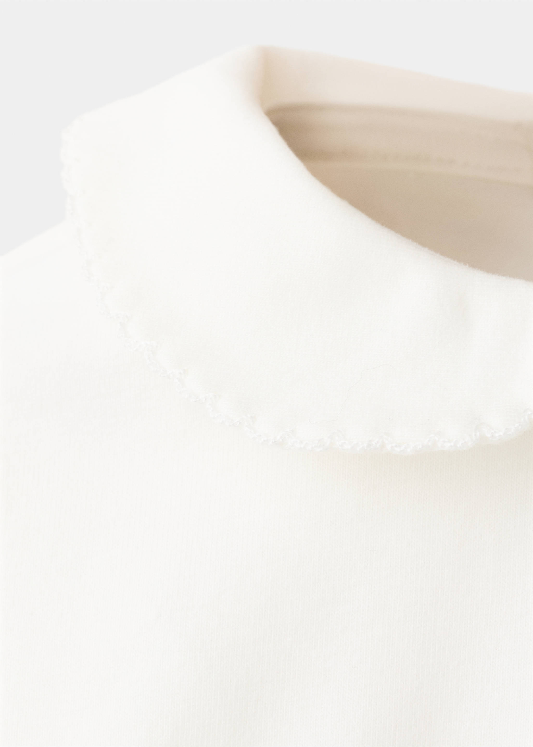 Embroidered baby bodysuit with collar - Details of the article 8, Off White. Ref: 27081298-00.
