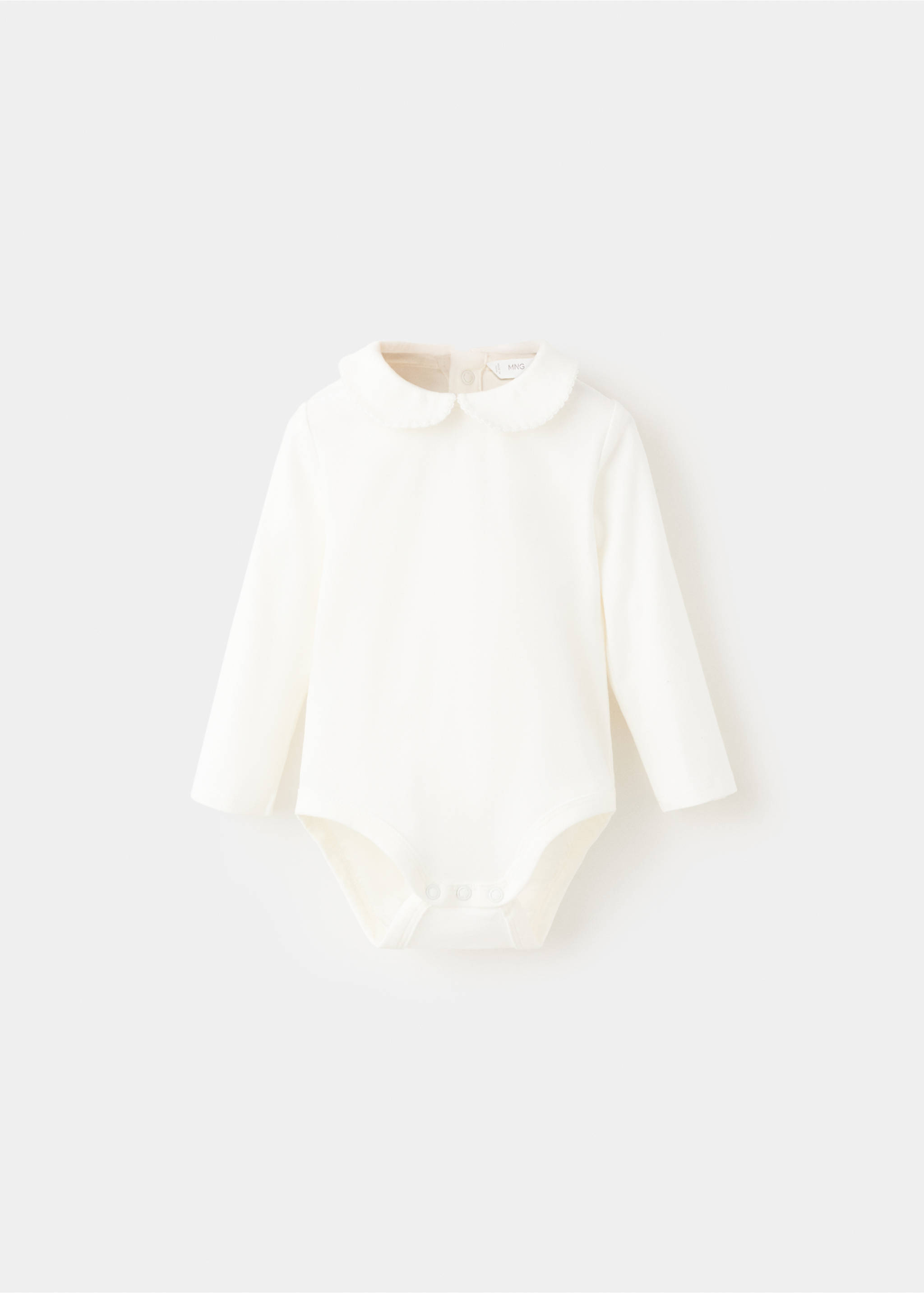 Embroidered baby bodysuit with collar - Article without model, Off White. Ref: 27081298-00.