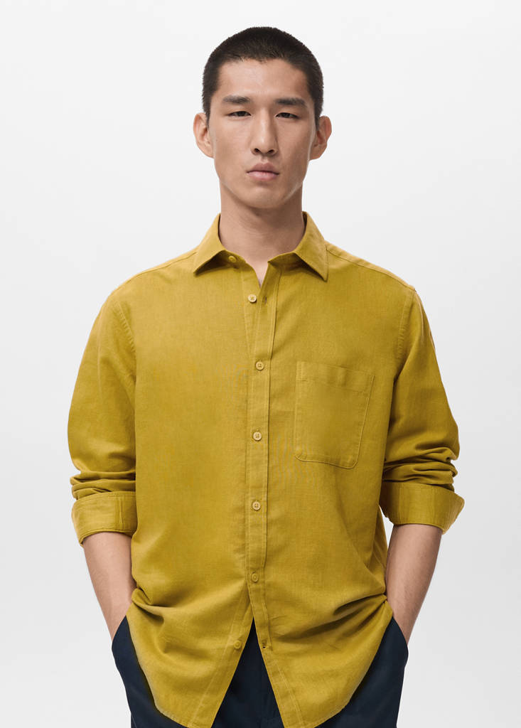 Camisa regular fit lino bolsillo