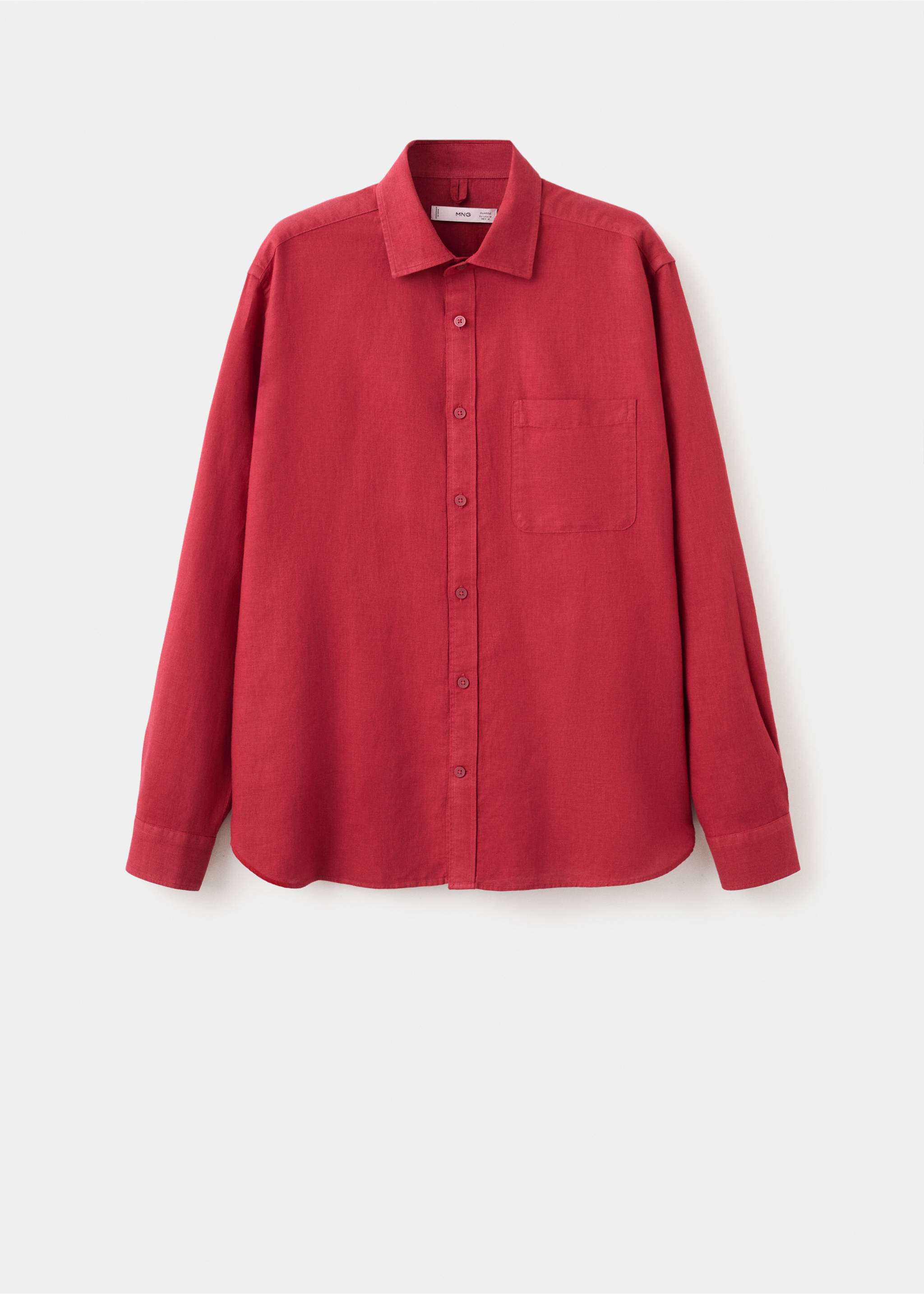Regular-fit linen shirt with pocket - Article without model, Red. Ref: 27081299-00.