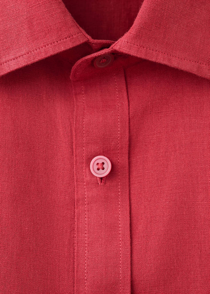 Regular-fit linen shirt with pocket — Red