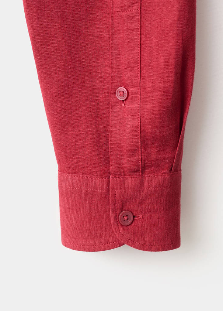 Regular-fit linen shirt with pocket — Red