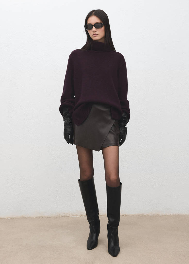 Faux-leather culottes — Chocolate