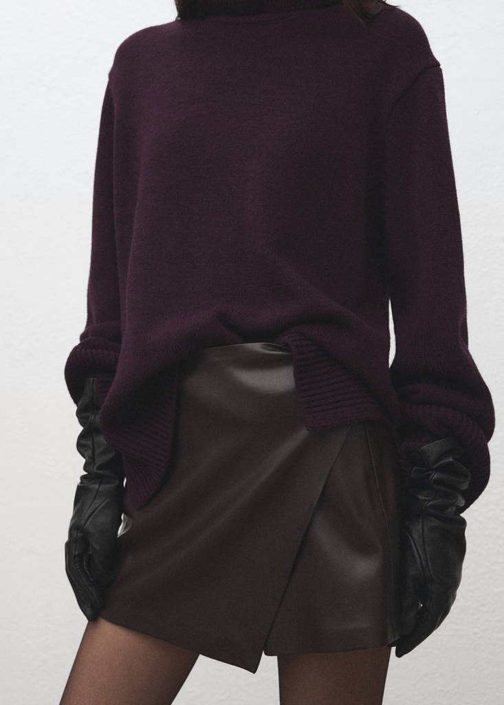 Faux-leather culottes — Chocolate