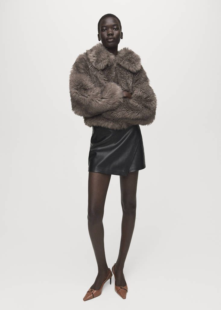 Faux-leather culottes — Black