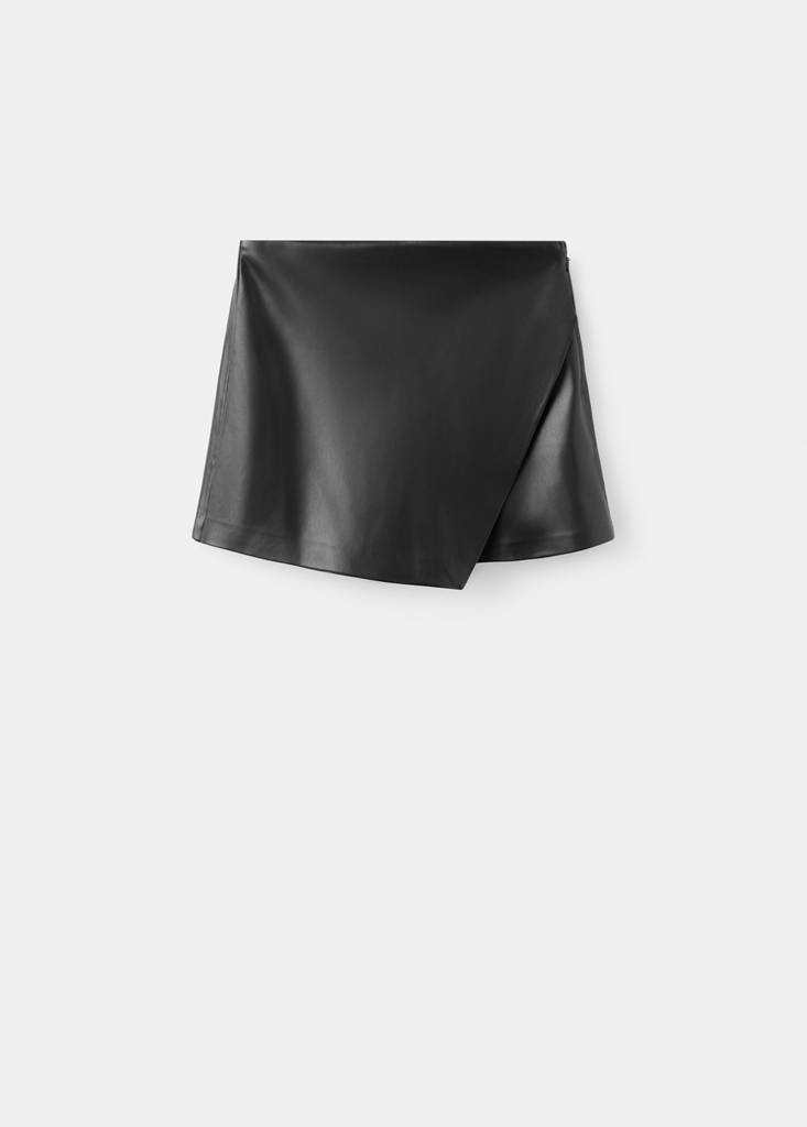 Faux-leather culottes — Black