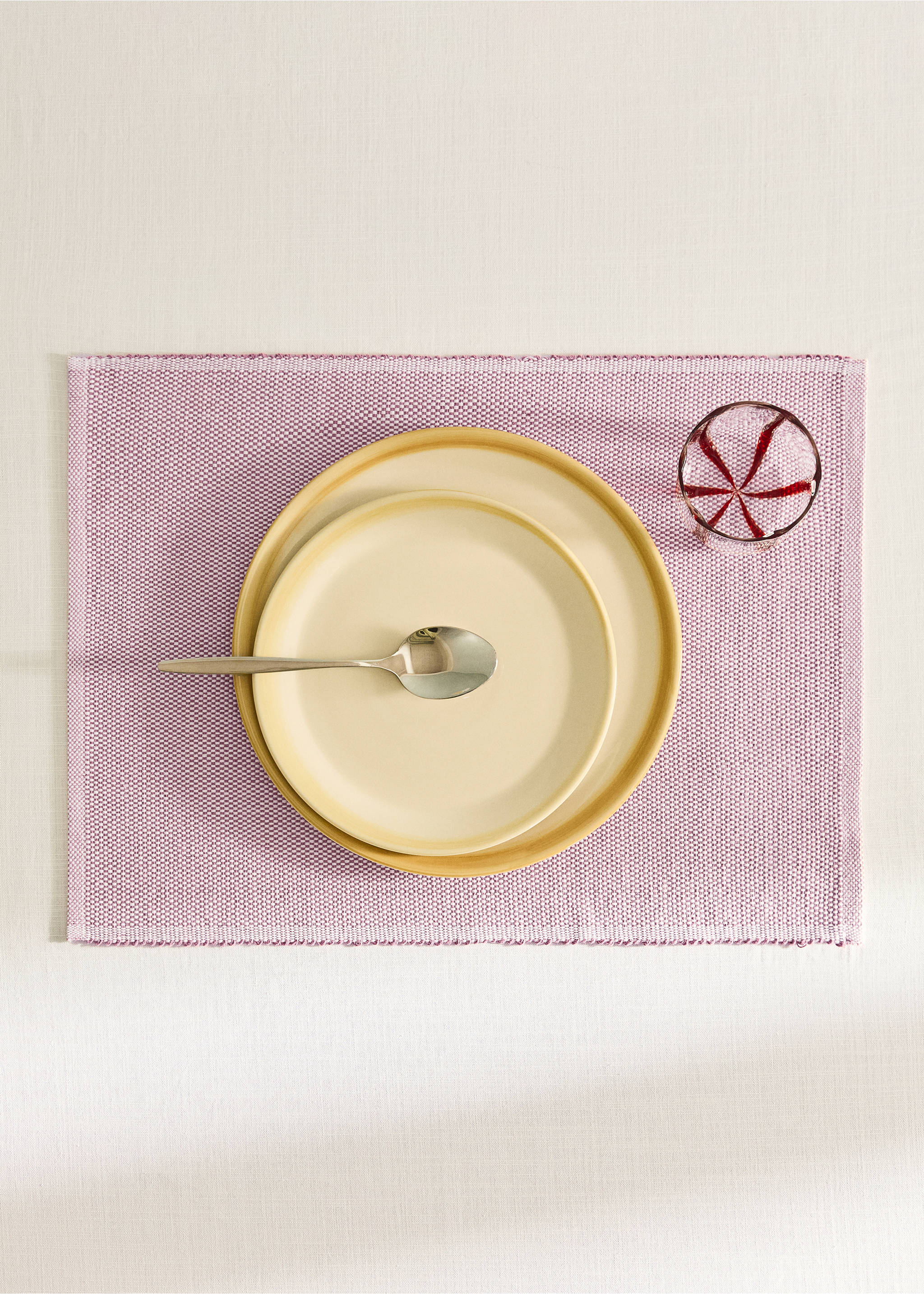 Tischset aus Baumwolle mit Melange-Effekt - Allgemeine Ansicht, Rosa. Ref: 27081309-00.