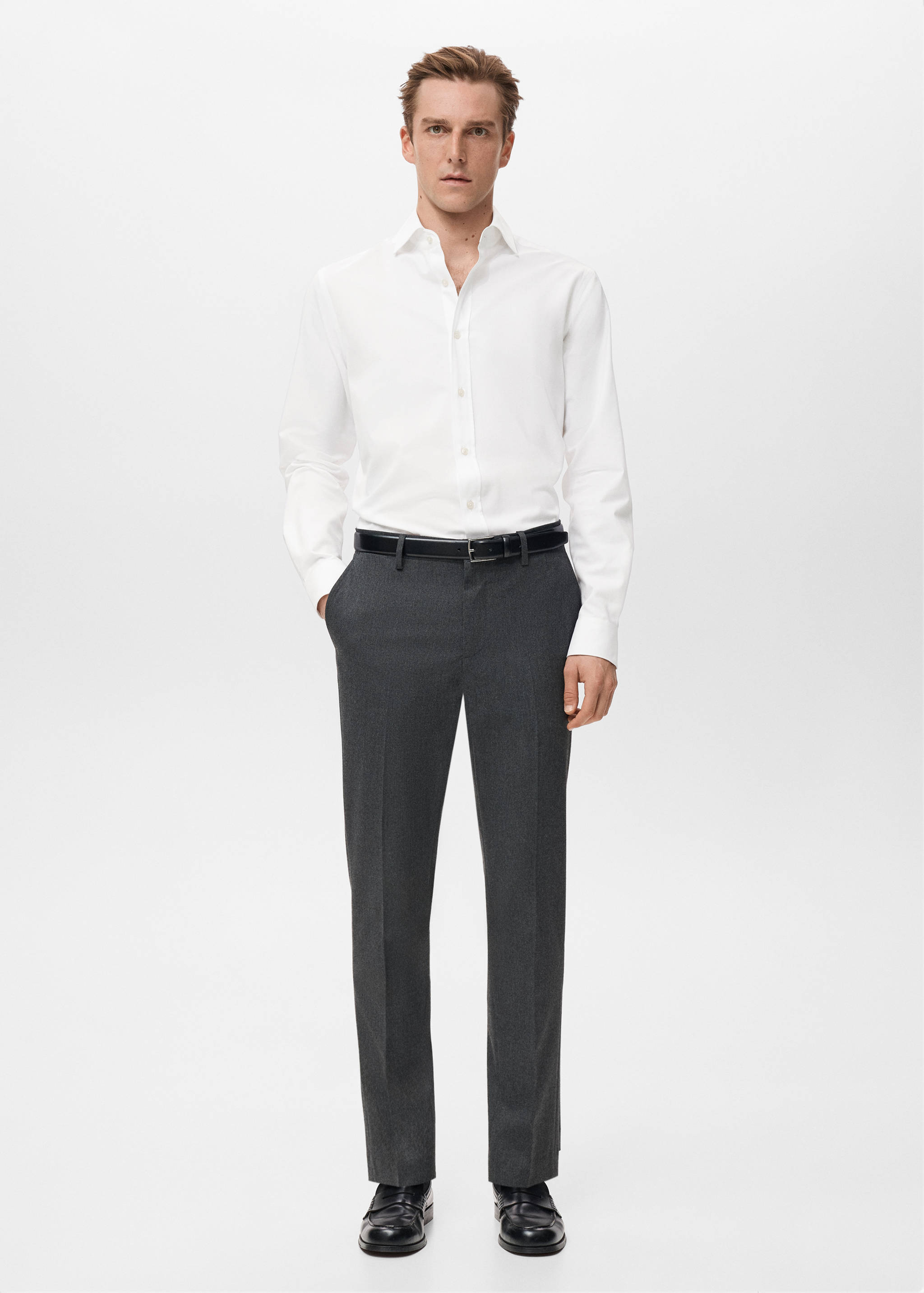 Skjorta i 100 % bomull med smal passform - Allmän bild