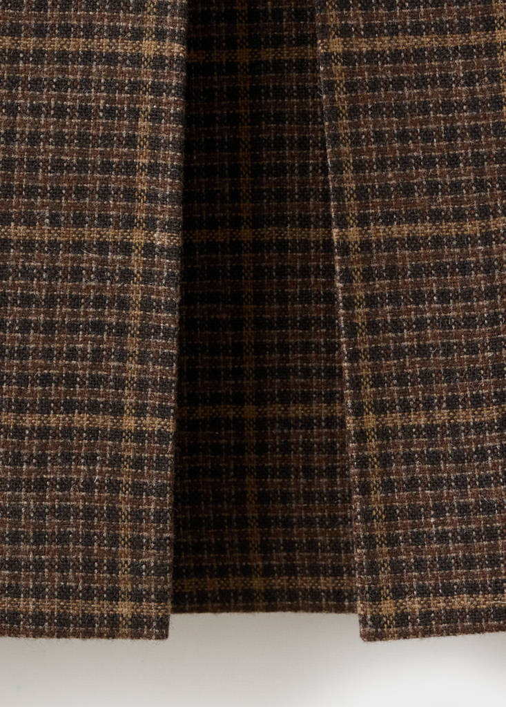 Wool-blend check midi-skirt — Brown
