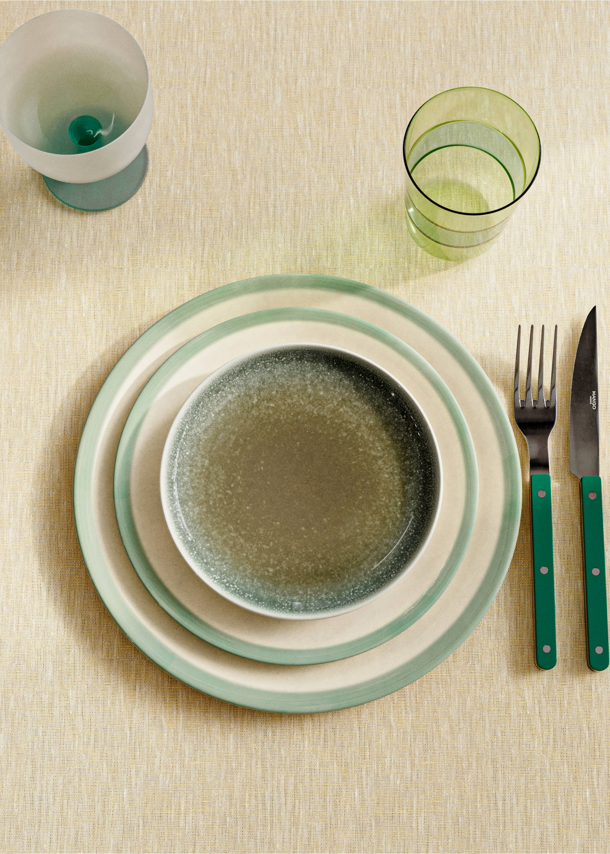 Prato de sobremesa de grés de cor degradê - Plano geral, Azul-petróleo. Ref: 27081312-00.