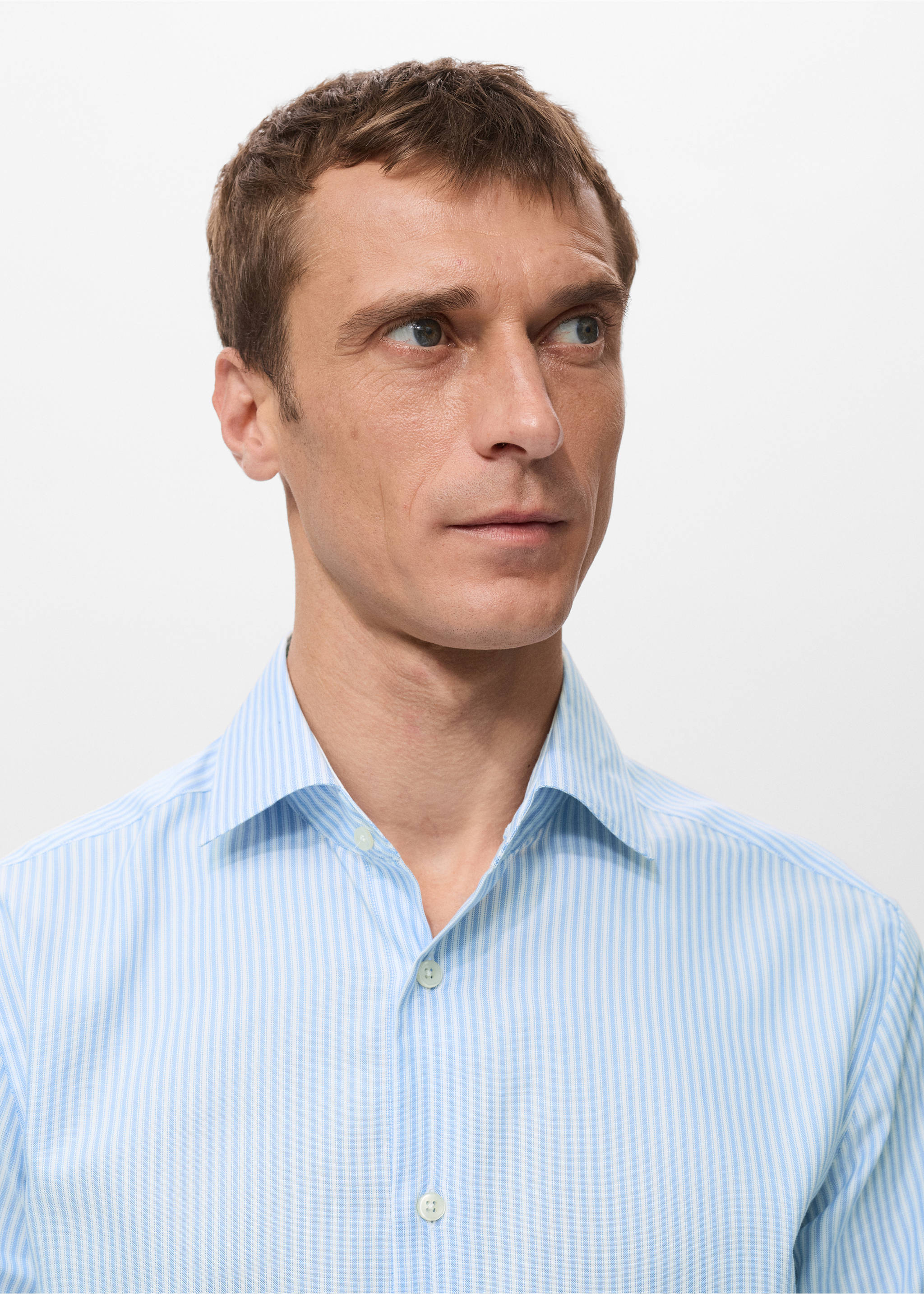 100%棉质条纹修身衬衫 - null, 天蓝. Ref: 27081313-00.