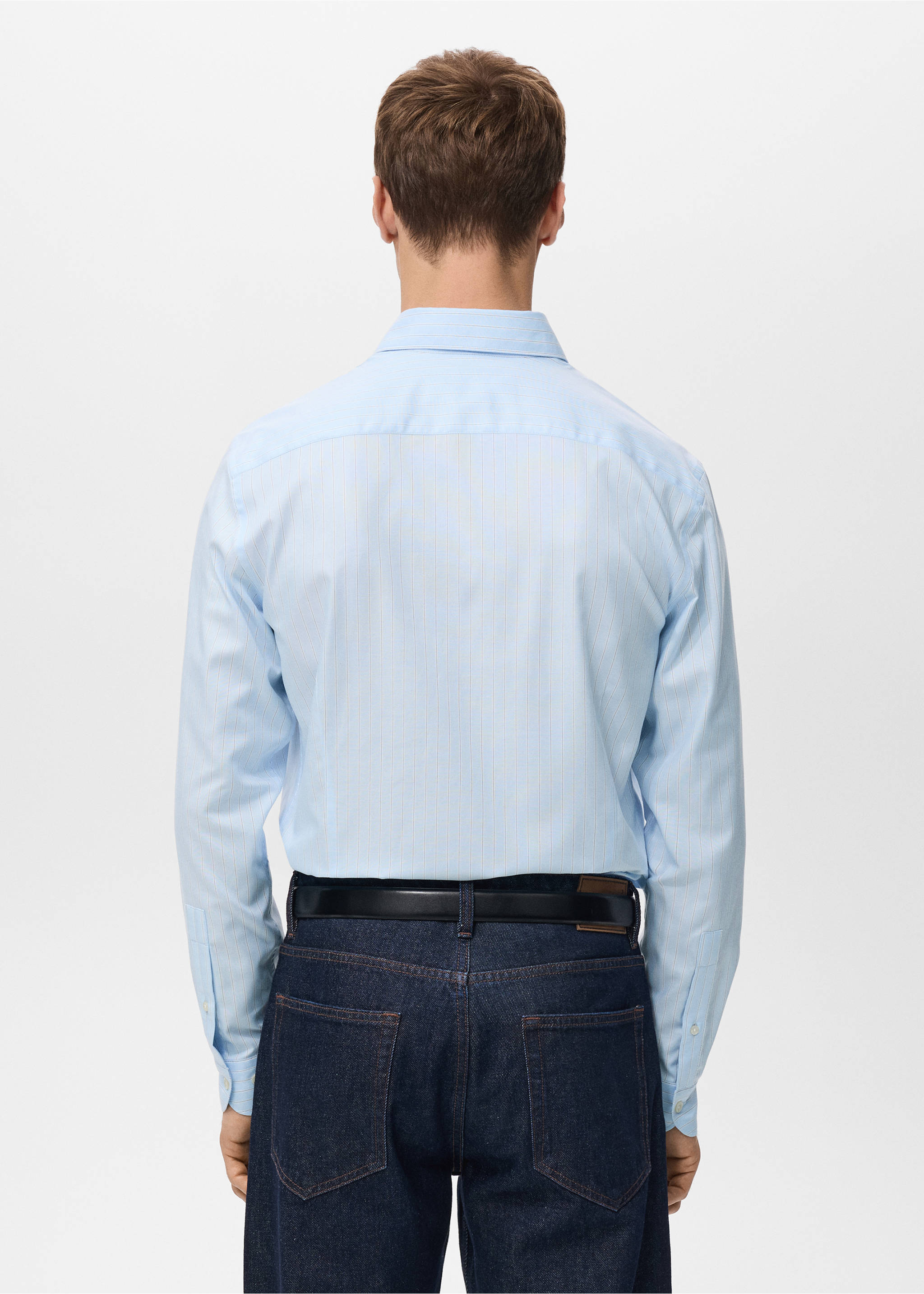 100%棉质条纹修身衬衫 - null, 蓝色. Ref: 27081313-00.