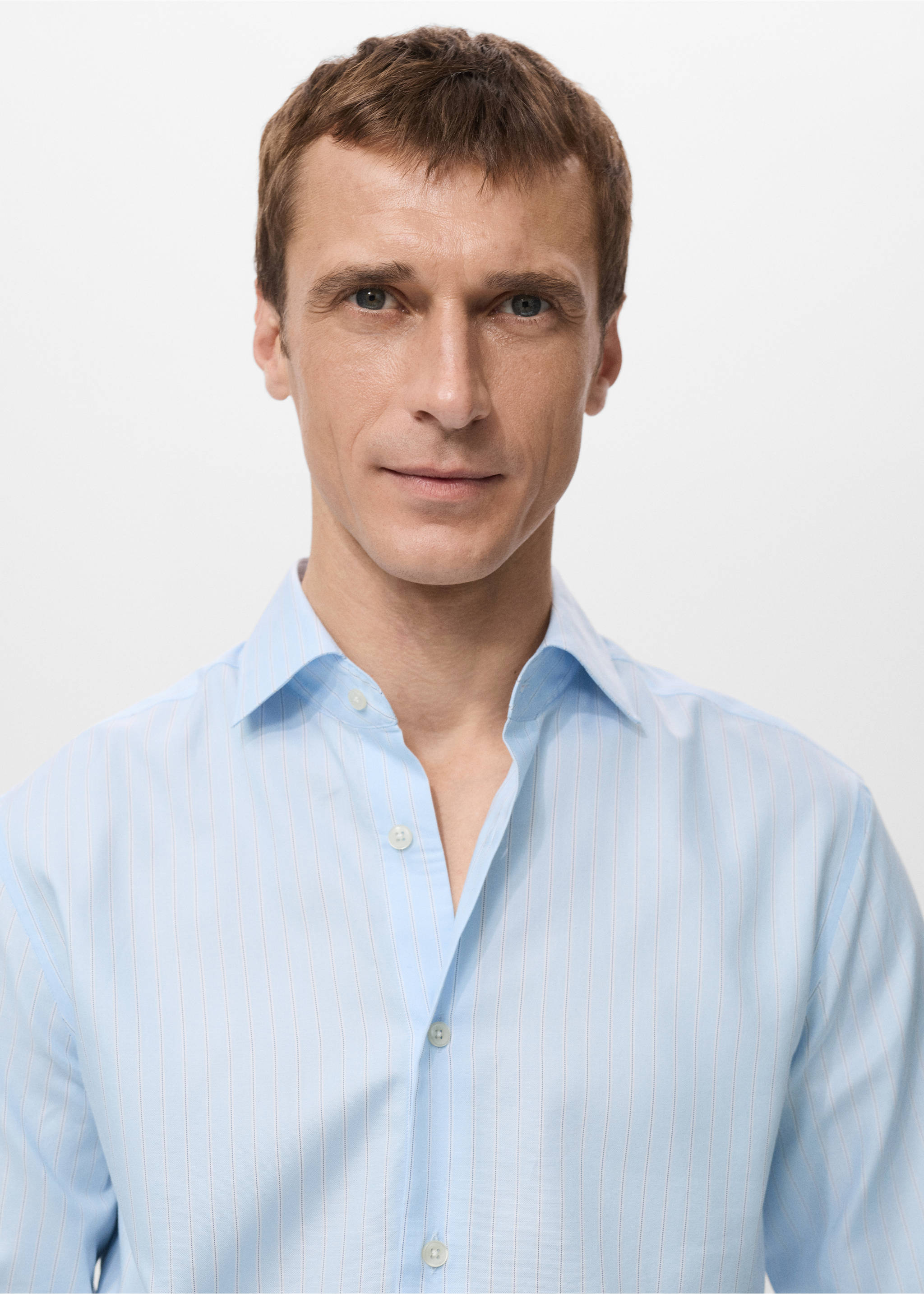 100%棉质条纹修身衬衫 - null, 蓝色. Ref: 27081313-00.