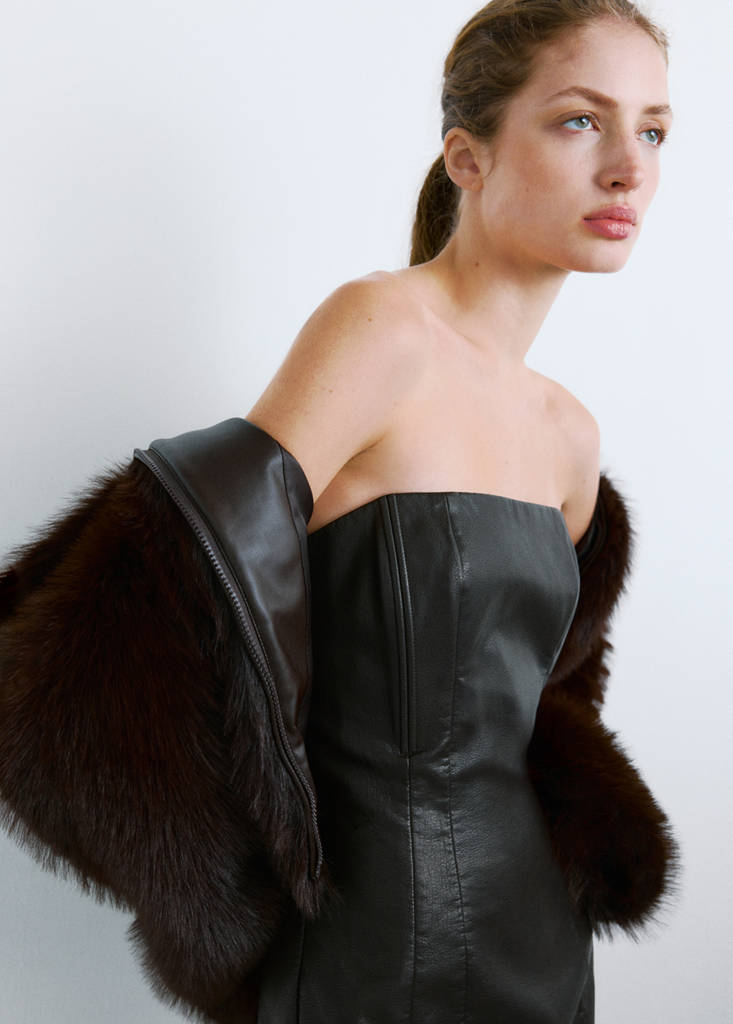Short faux-leather dress