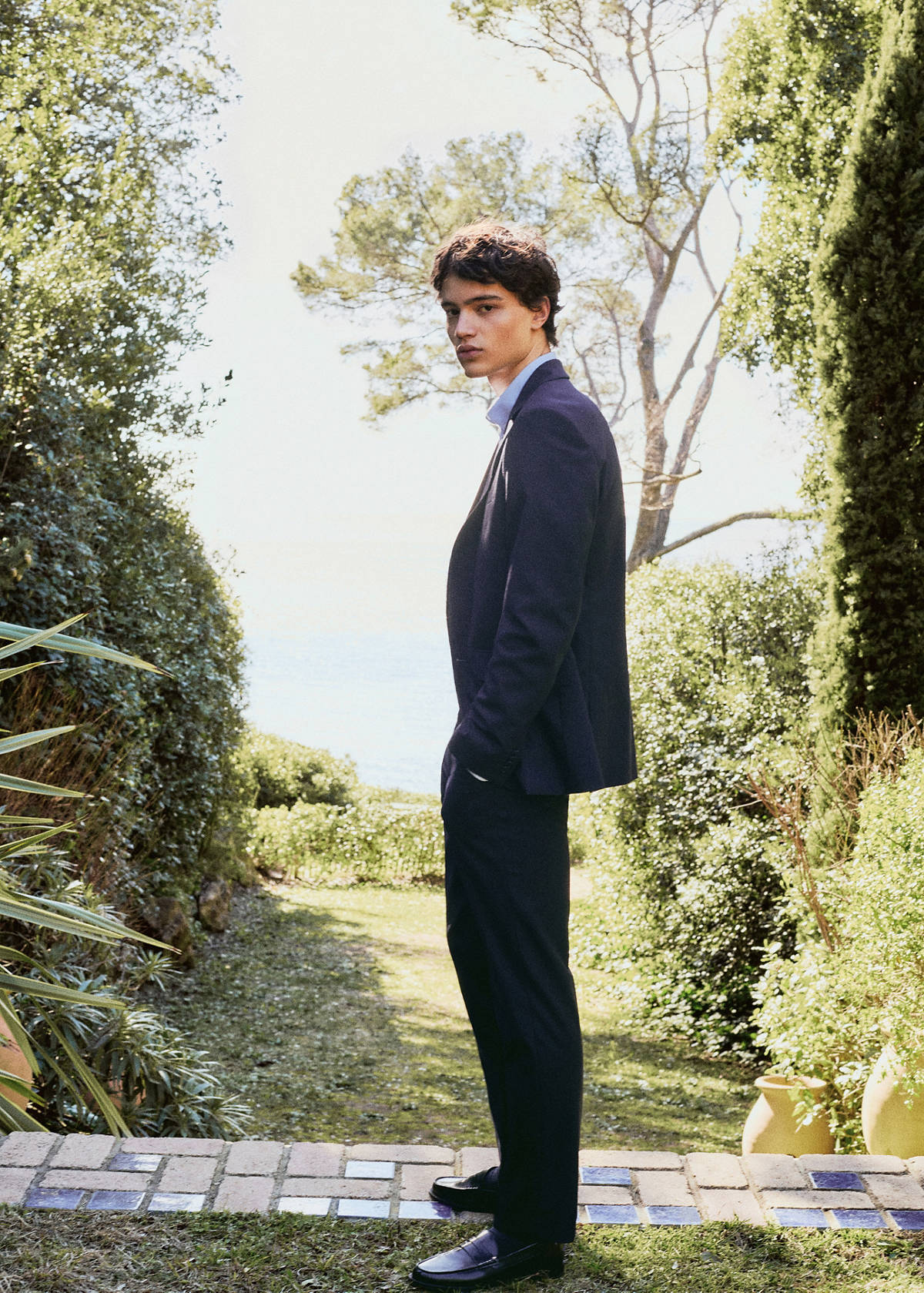 Straight-fit suit trousers — Navy